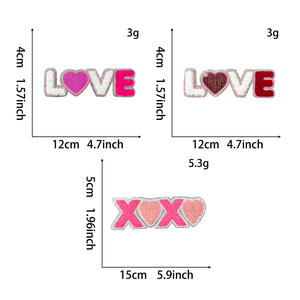 Patch in ciniglia termoadesiva con ricamo a cuore dorato, scritta 'Be Mine', 'Love', 'XOXO', 'Story', per San Valentino, per T-shirt e Felpe - Product Image 2
