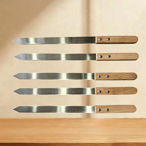 Brochettes plates en acier inoxydable avec manche en bois pour barbecue, brochettes turques pour grillades en extérieur - Product Image 5