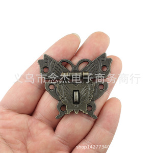 Cierre de mariposa antiguo de aleación de zinc de 50x42mm para caja de madera, embalaje de regalo, hebilla de un solo ojo - Product Image 3