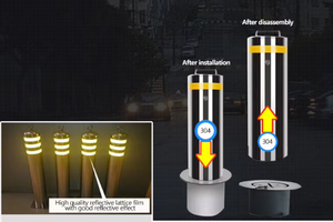Tùy chỉnh an toàn đường bộ cách ly 2 mét dày thép không gỉ chống va chạm dày có thể tháo rời rào cản bollard bài cột - Product Image 2