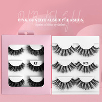 3 paires de faux cils synthétiques naturels quotidiens en boîte rose, style long, réalistes 6D 8D 8-20 mm, naturellement doux et délicats