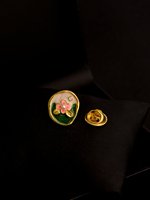 Broche magnétique en émail et matériaux mixtes, style chinois, motif plantes et fleurs, finition émaillée, non-dommageable pour Cheongsam féminin