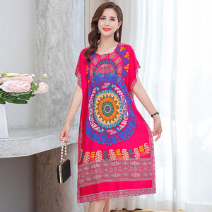 Robes amples d'été à imprimé africain, manches chauve-souris, taille unique, jupes Dashiki africaines, <span class=keywords><strong>robe</strong></span> africaine décontractée élégante à motifs floraux ethniques - Product Image 3