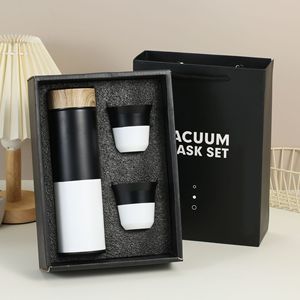 Confezione Regalo con Thermos di Alta Qualità - Bottiglia in Acciaio Inox + 2 Tazze Piccole, Personalizzazione per Clienti Aziendali - Product Image 4