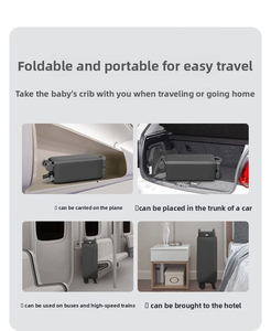 Lit bébé pliable multifonctionnel de qualité supérieure avec table à langer et fonction d'ajout au lit parental, pour 0-36 mois, structure métallique - Product Image 2