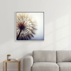 Dandelion Close-Up Canvas Print: Minimalist Botanical Wall Art,WHITE <b>FRAMED</b> CANVAS - Product Image 3