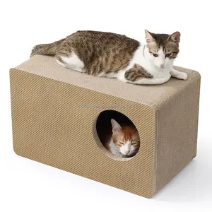 منزل متين متعدد الوظائف من الورق المقوى على شكل قطة