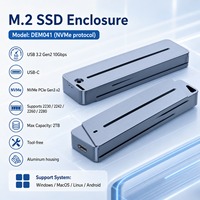 Boîtier NVMe M.2 SSD sans outil, 10 Gbps USB3.2 Gen2, boîtier entièrement en aluminium, PCIe Gen3 X2, prend en charge les SSD NVMe M-Key 2 To, multi-OS