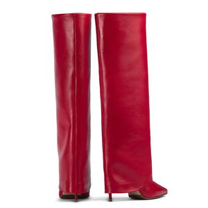 Sexy Thin High Heel Pointed Toe Shoes Stiletto Pants <b>Boots</b> Women's Folded Over Knee High Black Big Size 35-43 - Product Image 5