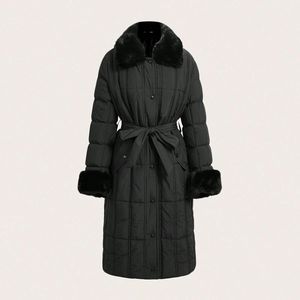 Cappotto lungo da donna con collo a sbuffo lungo lungo da donna giacca trapuntata Cappotto <span class=keywords><strong>Piumino</strong></span> - Product Image 4