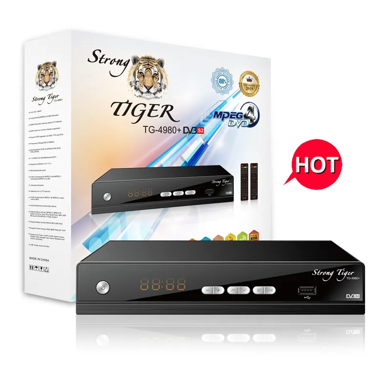 Mạnh mẽ Tiger TG-4980 + Nhà máy OEM tín hiệu mạnh mẽ TV Tuner Full HD Bộ giải mã dvb-S2 Receiver Set Top Box cho Nam Phi