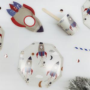 DAMAI Kids Birthday Dinnerware Astronaut Space Theme Paper <b>Disposable</b> <b>Tableware</b> Set Paper Plates Cups Napkins Party Decorations - Product Image 3