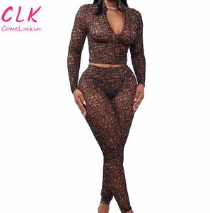 ชุดเสื้อผ้าฤดูใบไม้ร่วง 2 ชิ้น ชุดเซ็กซี่สำหรับผู้หญิง เสื้อครอปท็อป กางเกงเลกกิ้งเข้าชุด ชุดคลับแวร์แบบยืด ชุดเข้ารูป กางเกงขายาวเข้าชุด ชุดสำหรับผู้หญิง - Product Image 2