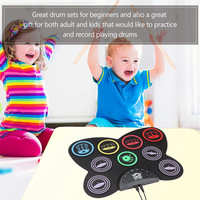 Batterie électronique colorée, instruments de percussion, batterie portable en silicone, instrument de musique à main, cadeau de Noël