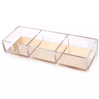 Accessoires de bureau cadeau 3 en 1 support de mémo à Base d'or en acrylique transparent