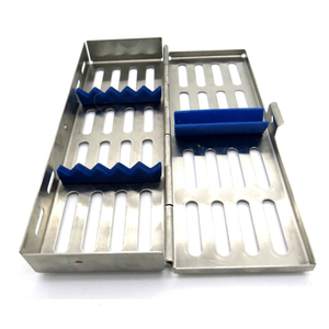 Support de cassette dentaire en acier inoxydable certifié CE MT-200004, poignée ergonomique, 12 positions de mâchoires, Classe II, manuel, argent - Product Image 1