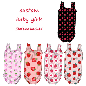 Maillots <span class=keywords><strong>de</strong></span> <span class=keywords><strong>bain</strong></span> pour bébés filles à séchage rapide personnalisés, imprimé fraises, vente en gros d'usine, maillots <span class=keywords><strong>de</strong></span> <span class=keywords><strong>bain</strong></span> pour enfants - Product Image 1