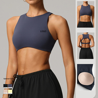 Soutien-gorge de sport pour femme Automne/Hiver en Spandex/Nylon brossé, à maintien élevé, dos nu, très élastique, anti-choc, push-up, dos élégant