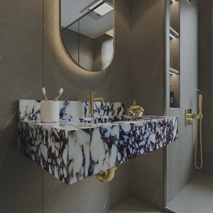 Lavabo Moderno Rettangolare in Marmo Calacatta Viola con Scarico per Ville, Vendita all'Ingrosso per Accessori da Bagno - Product Image 5