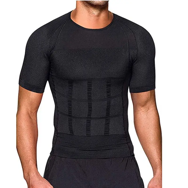 पुरुषों शरीर Toning टी शर्ट शरीर शेपर सुधारात्मक आसन शर्ट स्लिमिंग बेल्ट पेट पेट वसा जलने संपीड़न कोर्सेट
