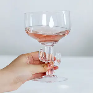 unique glass goblet cocktail mixing drinking beverage glasses martini colored cactus margarita glasses