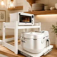 Organisateur de cuisine pratique : Étagère coulissante pour micro-ondes, support de rangement pour appareils de comptoir (cuiseur à riz, four, friteuse à air)
