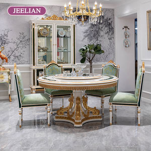 Mesa de comedor Yue Zhang JEELIAN con incrustaciones de concha francesa de lujo, mesa redonda de madera maciza de 1,5 m, tocadiscos, muebles antiguos europeos para el hogar - Product Image 1