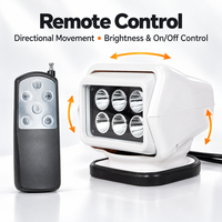 Projecteur LED télécommandé de 7 pouces, 30W, 2700lm, faisceau spot de 30 degrés, étanche, rotatif, pour véhicule marin