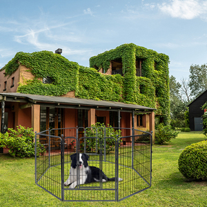 Corral Expandible para Mascotas de Metal Negro, Rectangular, para Exteriores, Cerca Moderna y Sólida para Jardín - Product Image 6
