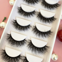 20MM 3D Big Curl Faux Mink Lashes Vente en gros Dramatique Super Fluffy Faux Vegan Mink Eyelashes Dense 5 Paires Lashes Pack Tray