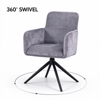 Fauteuil pivotant en tissu au design nordique moderne, avec pieds en métal noir, idéal pour salon et cuisine - Vente chaude