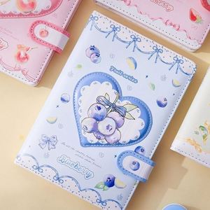 Cuaderno A5 con Cierre Magnético con Sabor a Frutas, Bonito y Sencillo, Superficie de Cuero PU Fresco, Agenda Portátil para Estudiantes, Páginas de Colores - Product Image 1