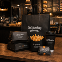 Emballage alimentaire durable personnalisé avec logo pour hamburgers, poulet frit, frites, boîte en papier à emporter, conteneur jetable, vente en gros, fournitures de restauration