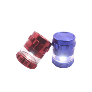 Molinillo de hierbas de aleación de aluminio Joli, Base de vidrio con luz Led, accesorios para fumar, tabaco, <span class=keywords><strong>4</strong></span> piezas, 63 * H83MM, tienda de humo - Product Image 1