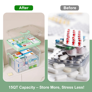 <b>Clear</b> Medicine Organizer Box with Removable Divider Tray, Double-Layer Airtight Storage <b>Containers</b> Pill Organizers - Product Image 3