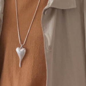 Collar con Colgante de Corazón de Acero Inoxidable, Plata Tibetana, Joyería de Moda para Mujer, Cadena Larga, Estilo Elegante 2024 - Product Image 5