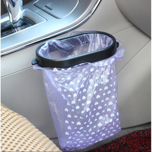 Car Garbage Can 17x9.5x2cm Black Rectangular Hanging Trash <b>Bin</b> For Vehicle Use With Plastic Bag Holder - Product Image 2