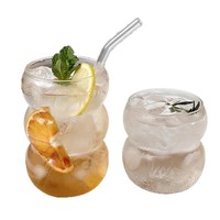 Verre à double paroi en verre soufflé, résistant à la chaleur, pour lait, eau pétillante, Americano glacé, latte, café - Sans pied, sans couvercle