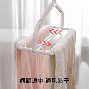 Thickened Extendable Foldable Clothes Hanger White Rectangle <b>Hook</b> Type For Drying <b>Towels</b> Bed Sheets Duvet Covers Home Use - Product Image 3