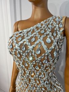 Abito tubino mini monospalla con strass glitterati argento, taglie forti, aderente, <span class=keywords><strong>da</strong></span> sera, per banchetti, feste, balli, abbigliamento <span class=keywords><strong>da</strong></span> club <span class=keywords><strong>da</strong></span> donna - Product Image 4
