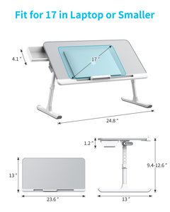 Table de lit pour ordinateur portable, bureau de lit réglable pour ordinateur portable, support d'ordinateur portable pliable <span class=keywords><strong>avec</strong></span> <span class=keywords><strong>tiroir</strong></span> de rangement pour manger - Product Image 6