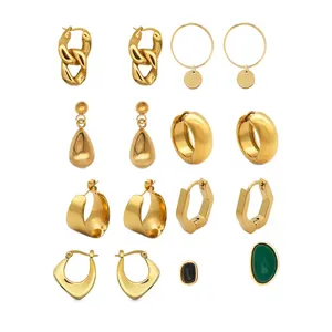 Chris April waterproof geometric japanese earrings 316L stainless steel jewelry new 2024 gold plated gemstone earring
