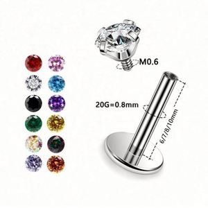 Nouveauté 2024 - Bijoux de piercing pour le corps en titane plaqué or vintage pour enfants, certifiés ASTM, zircon multicolore, F136 G23 - Product Image 1