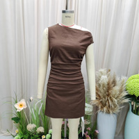 Robe longue vintage asymétrique sans boutons en tricot, taille haute, style midi, pour femme, robe d'été