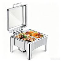 Liantong Fabrik Liefert Elektrischen Roségold Quadratischen Edelstahl Speisenwärmer 6 Liter Chafing Dish für Hotel-Buffet