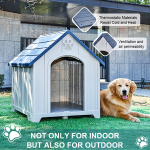 Rumah anjing besar kustom Modern mewah luar ruangan plastik <span class=keywords><strong>Metal</strong></span> Cage dengan kuat dapat dilepas membersihkan pola hewan Solid gaya Villa - Product Image 2