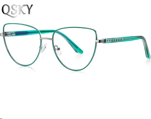 Kacamata fesyen Anti sinar biru, kacamata bingkai logam, Kacamata Anti sinar biru, kacamata logam, bingkai optik, mata kucing 2024