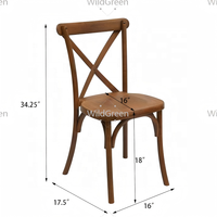 Chaises rustiques à dossier croisé en bois grainé brun empilables et durables, style ferme, pour réceptions de mariage en vignoble