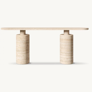 KUMUSI Luxury Living Room/Villa <strong>Hallway</strong> Marble Top Travertine <strong>Console</strong> <strong>Table</strong> with Customizable Size - Product Image 1