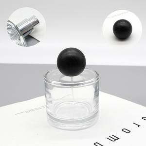 Flacon de parfum en verre de 50 ml avec bouchon à pression, flacon cosmétique vide en cristal, flacon cylindrique court, style simple, capacité de 30 ml - Product Image 1